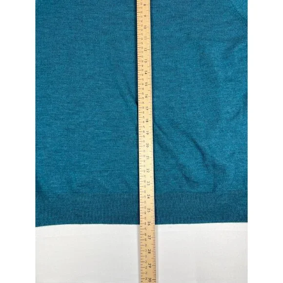 Brooks Brothers Men L Teal Blue Extra Fine Merino Wool V-Neck Sweater - Picture 5 of 8